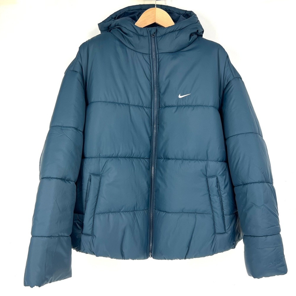 Nike‎ Sportswear Puffer Therma-FIT Loose Hooded Jacket Womens 2X Blue FZ5901-478